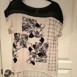 White House black market sheer at shoulders.